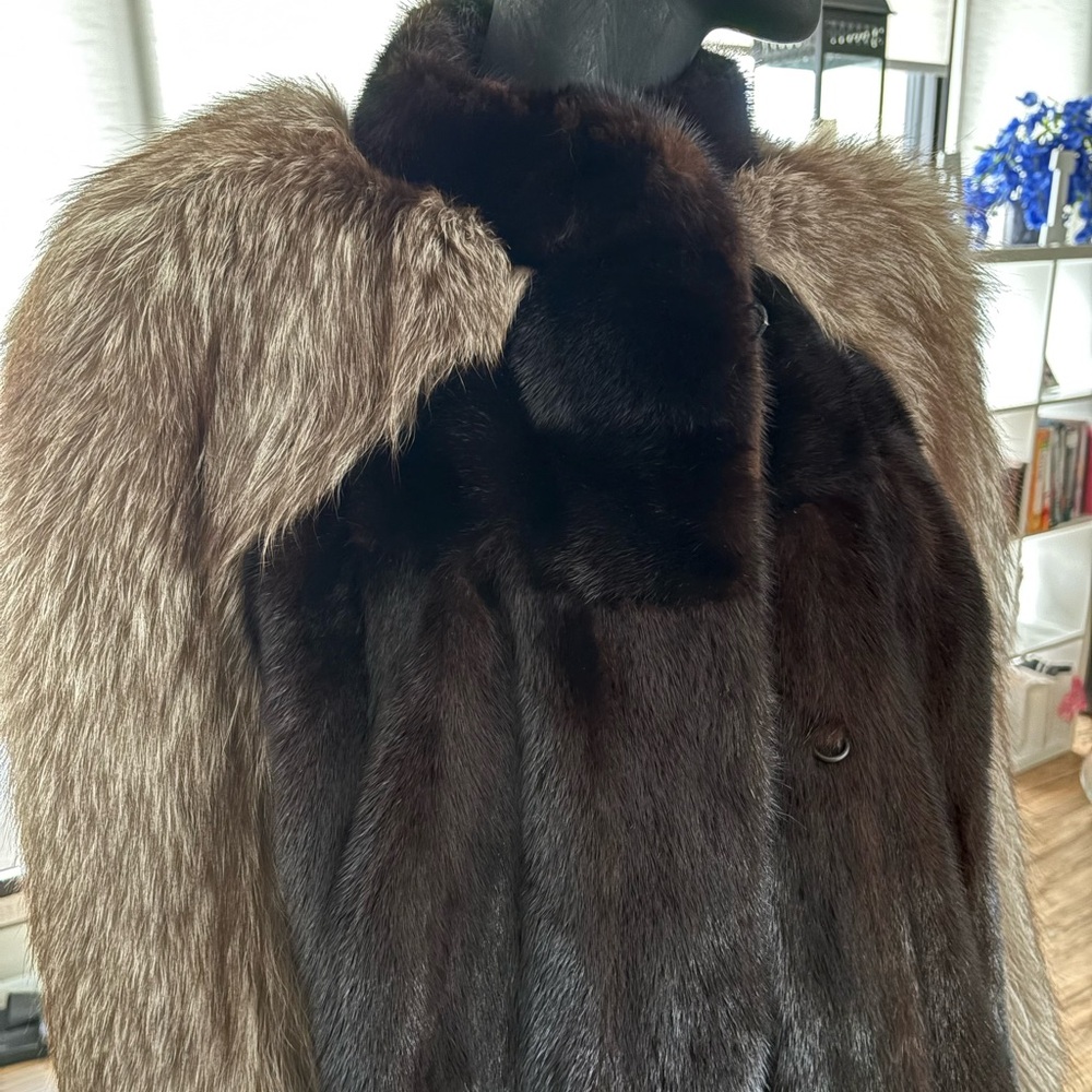 Luxurious Two-Tone Real Fur Coat